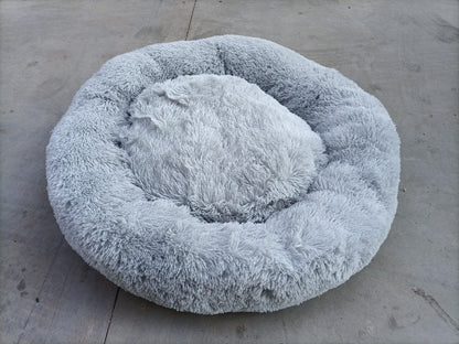 Soft Pet Bed – Calming Round Plush Bed for Cats & Small Dogs