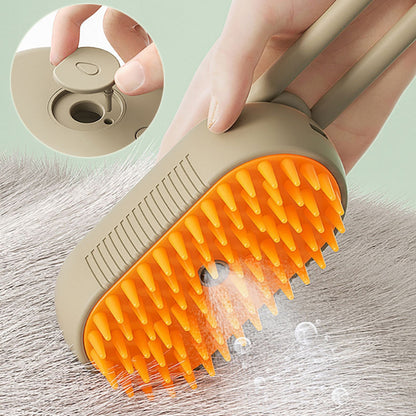 3-in-1 Steam Pet Brush – Electric Grooming Brush for Cats & Dogs with Massage & Hair Removal