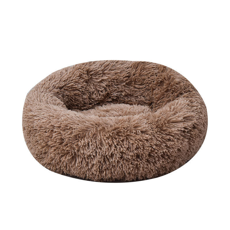 Soft Pet Bed – Calming Round Plush Bed for Cats & Small Dogs