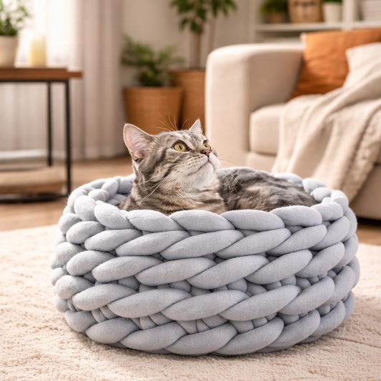 Cat House Cushion Soft Long Plush Warm Pet Mat Cute Kennel Cat Sleeping Basket Bed Round Fluffy Comfortable Touch Pet Products