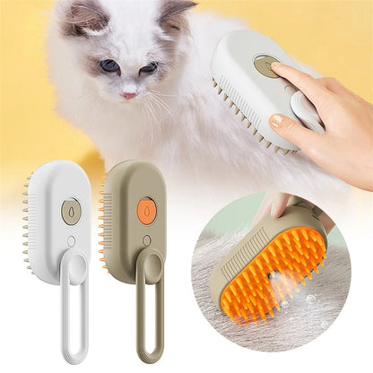 3-in-1 Steam Pet Brush – Electric Grooming Brush for Cats & Dogs with Massage & Hair Removal