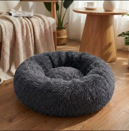 Soft Pet Bed – Calming Round Plush Bed for Cats & Small Dogs