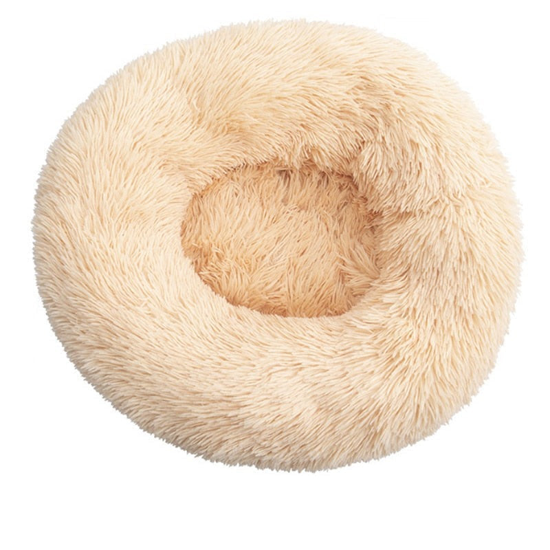 Soft Pet Bed – Calming Round Plush Bed for Cats & Small Dogs