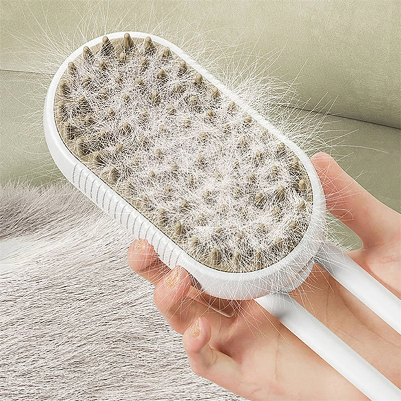 3-in-1 Steam Pet Brush – Electric Grooming Brush for Cats & Dogs with Massage & Hair Removal